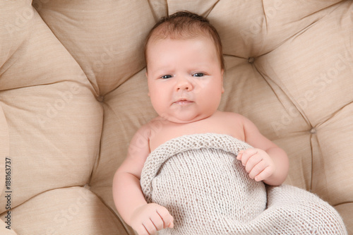 Cute newborn baby lying on ...