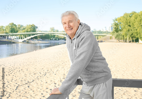 Portrait of mature man on b...