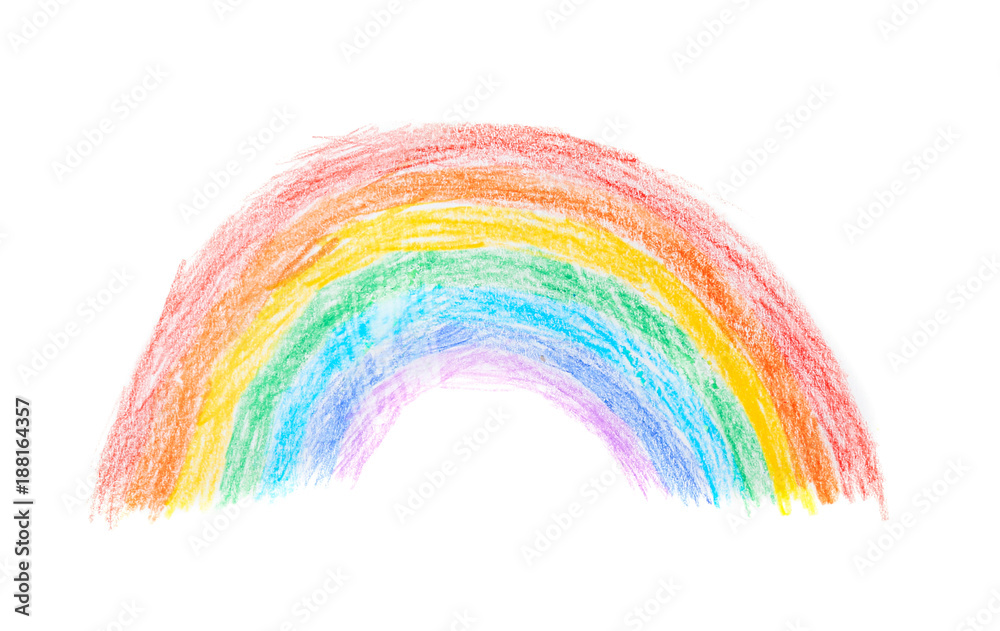 Fototapeta premium Pencil drawing of rainbow on white background