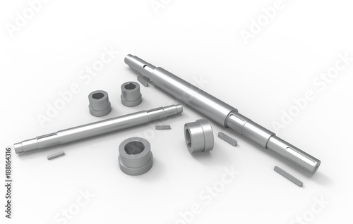 Wallpaper Mural Metal shafts and bushings on a white background Torontodigital.ca
