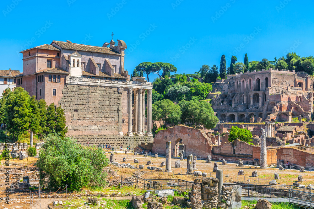 Roman forum. Ruins of ancient civilization.