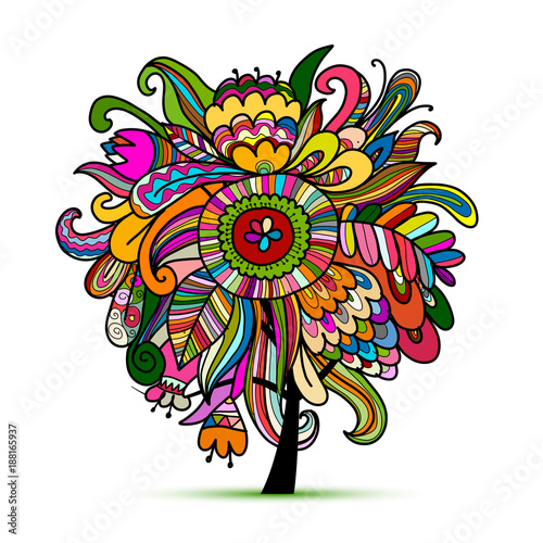 Floral magic tree, sketch for your design