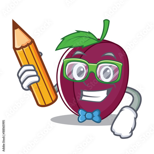 Student plum character cartoon style