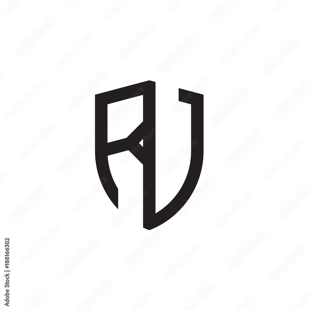 Initial letters line shield shape logo Initial letters line shield shape logo