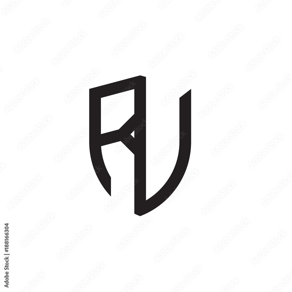 Initial letters line shield shape logo