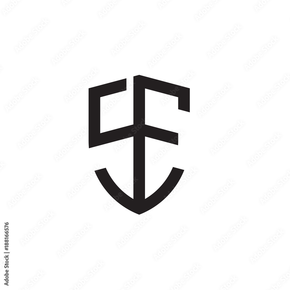 Initial letters line shield shape logo Initial letters line shield shape logo