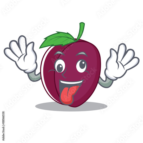 Crazy plum mascot cartoon style