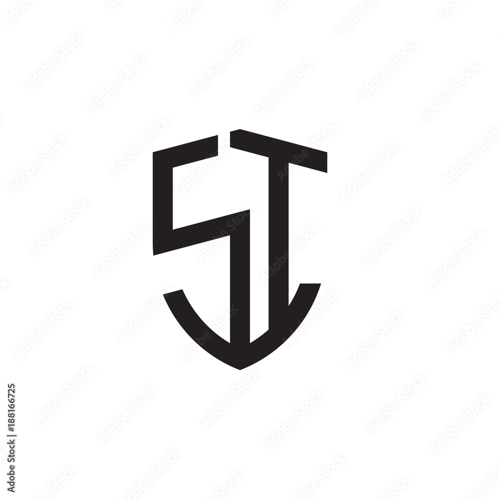 Initial letters line shield shape logo Initial letters line shield shape logo