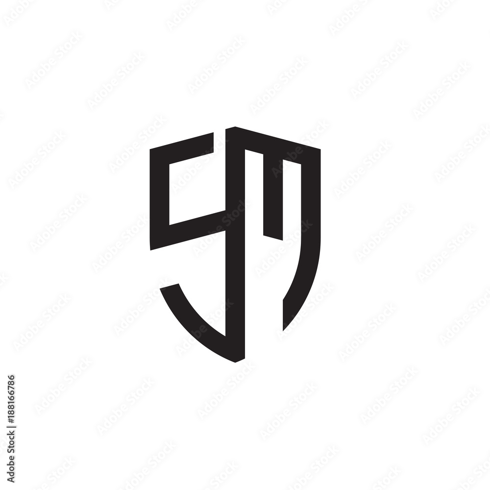 Initial letters line shield shape logo Initial letters line shield shape logo