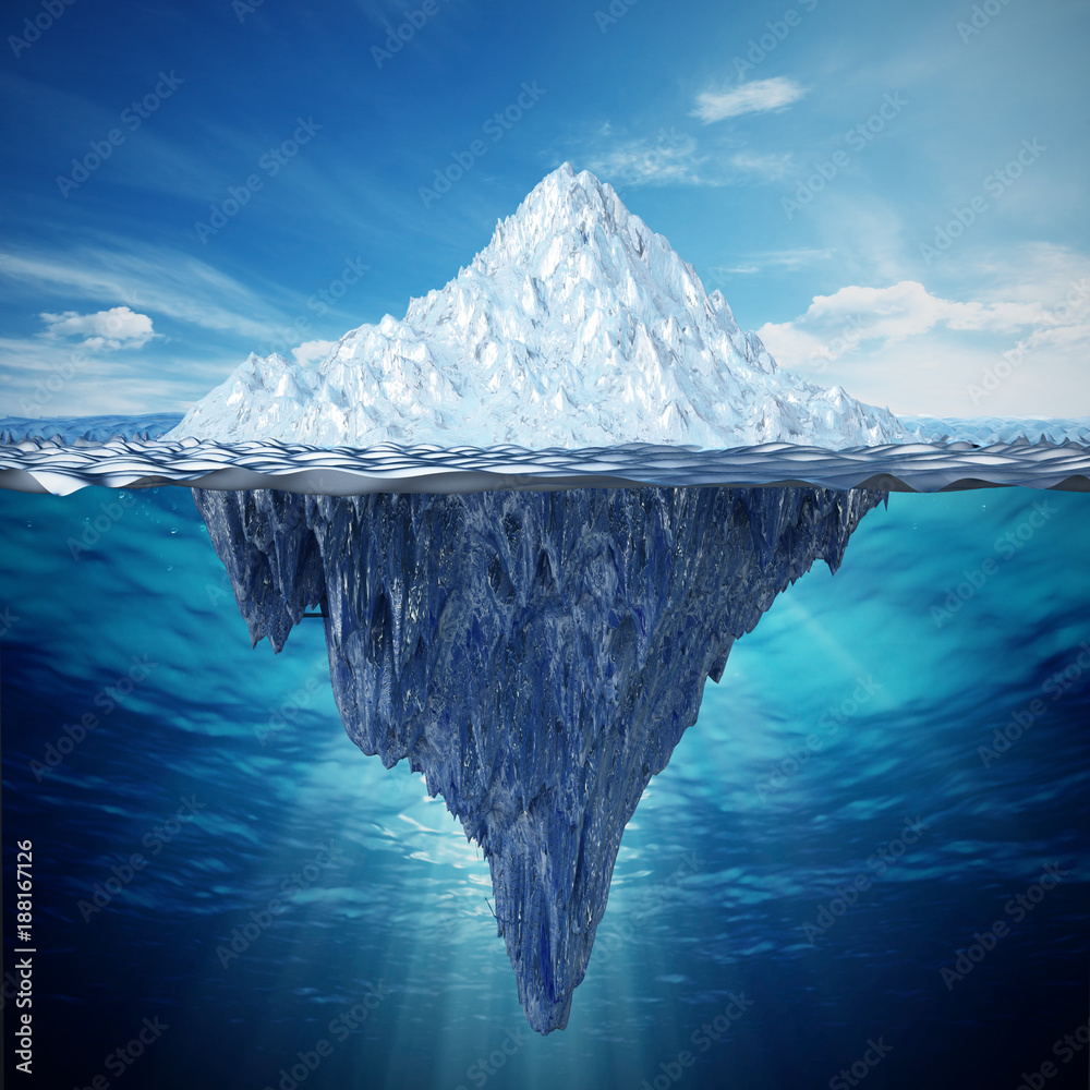 Fototapeta Realistyczna 3D ilustracja góra lodowa. 3D ilustracji