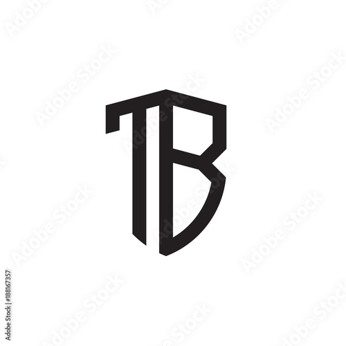 Initial letters line shield shape logo