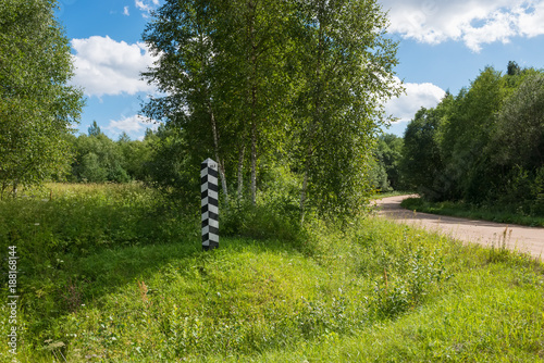 Kilometer sign on the side of the old road