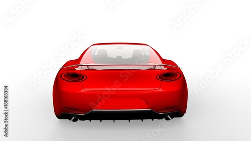 red sports car isolated on white background  3d render  generic design  non-branded