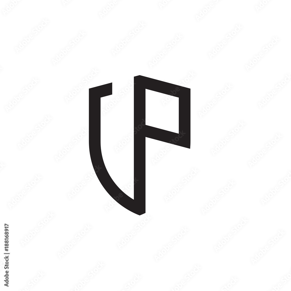 Initial letters line shield shape logo Initial letters line shield shape logo