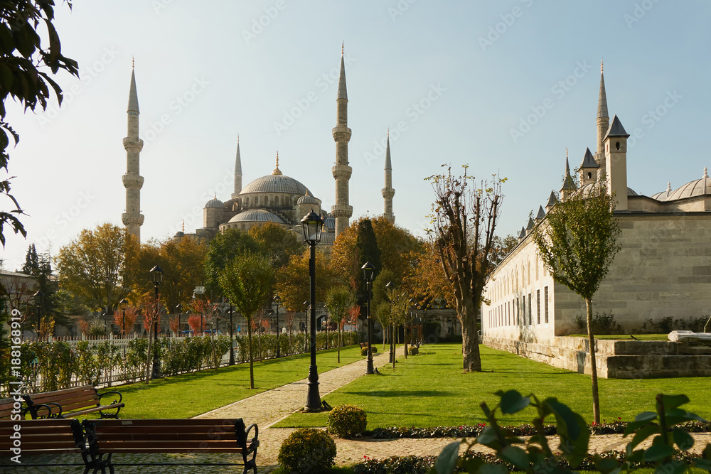 view of the park and blue mosque