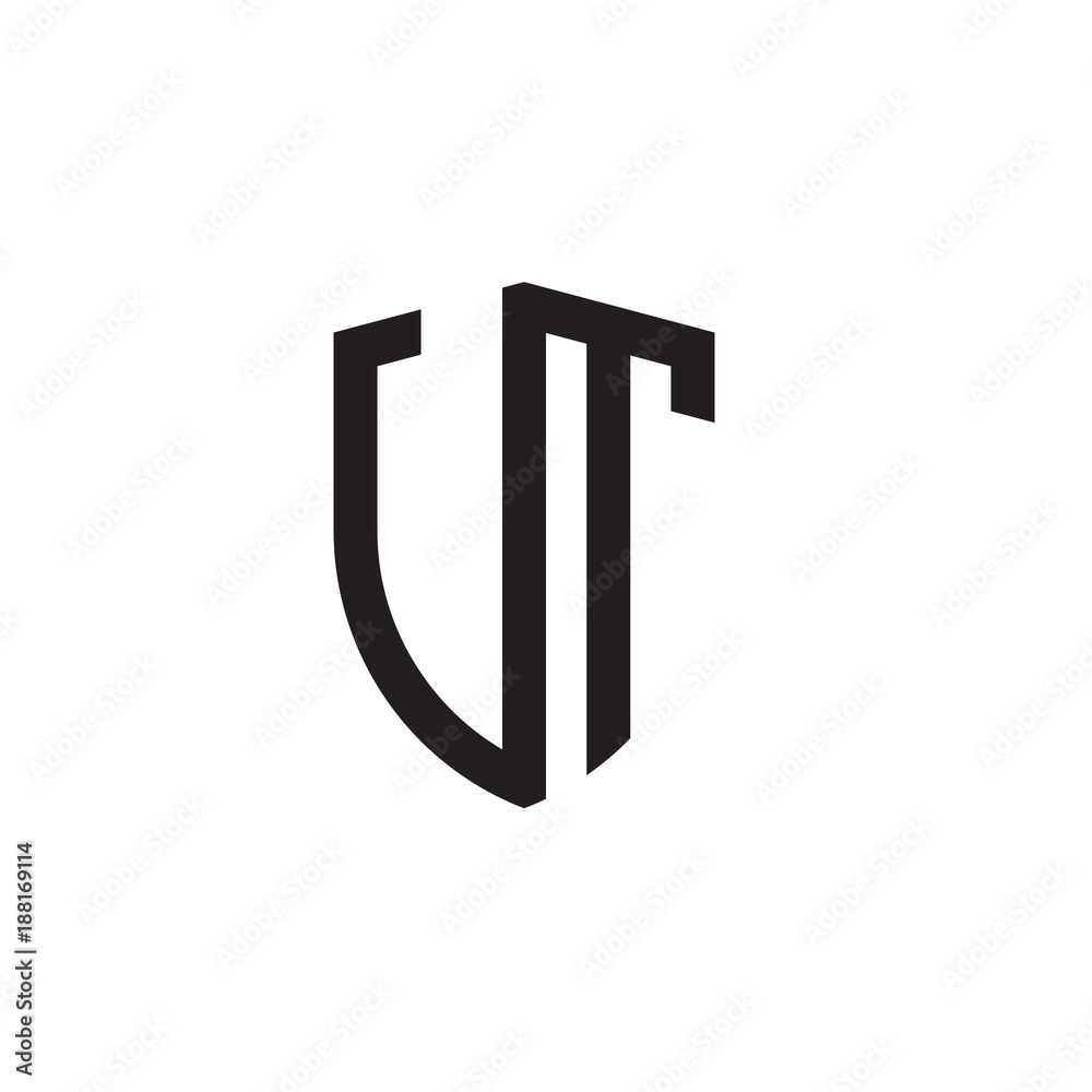 Initial letters line shield shape logo Initial letters line shield shape logo