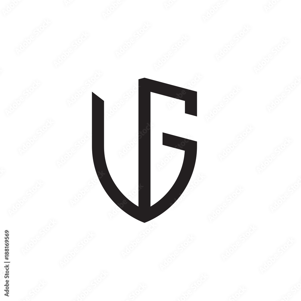 Initial letters line shield shape logo Initial letters line shield shape logo