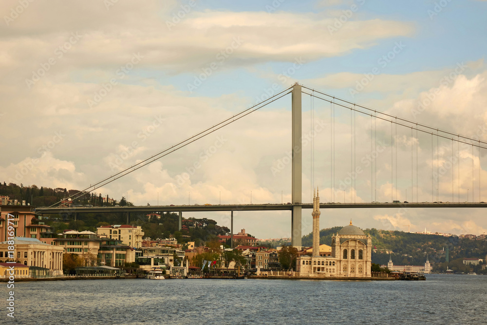 view of the Bosphorus Bridge and the Mosque