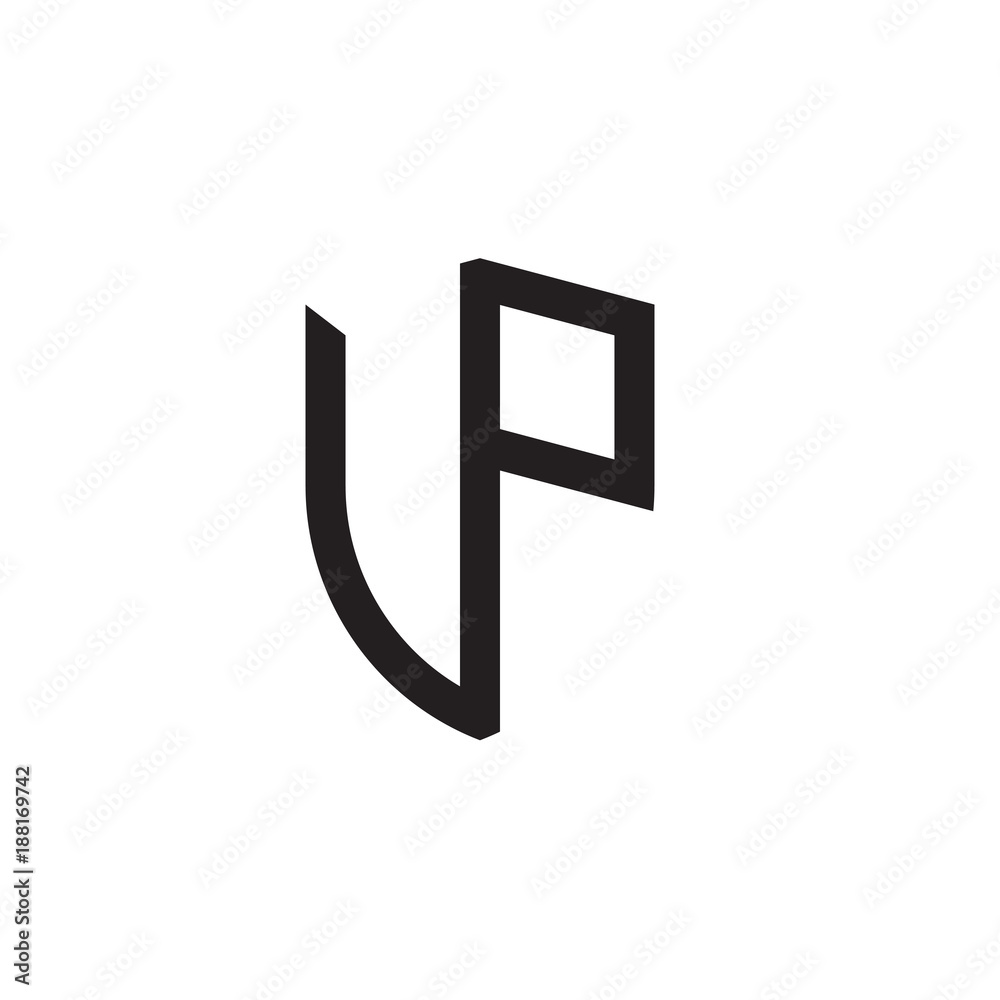 Initial letters line shield shape logo