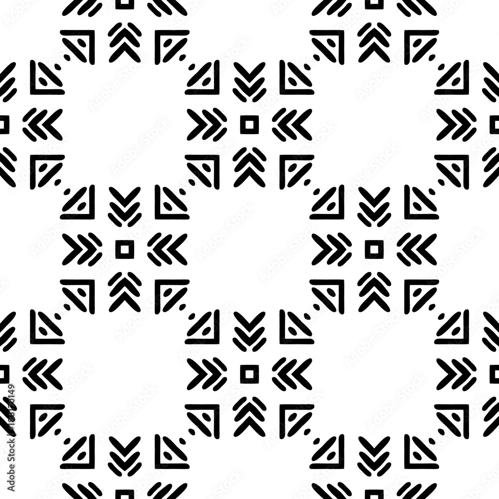 Black and White Seamless Ethnic Pattern Black and White Seamless Ethnic Pattern