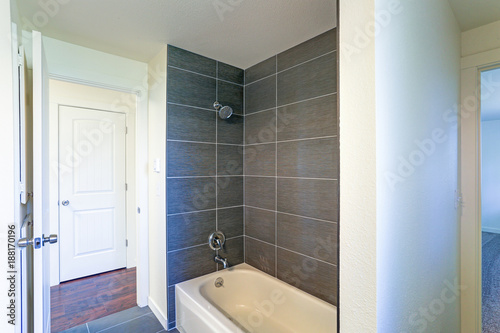Image of bathroom interior with tub and shower combination