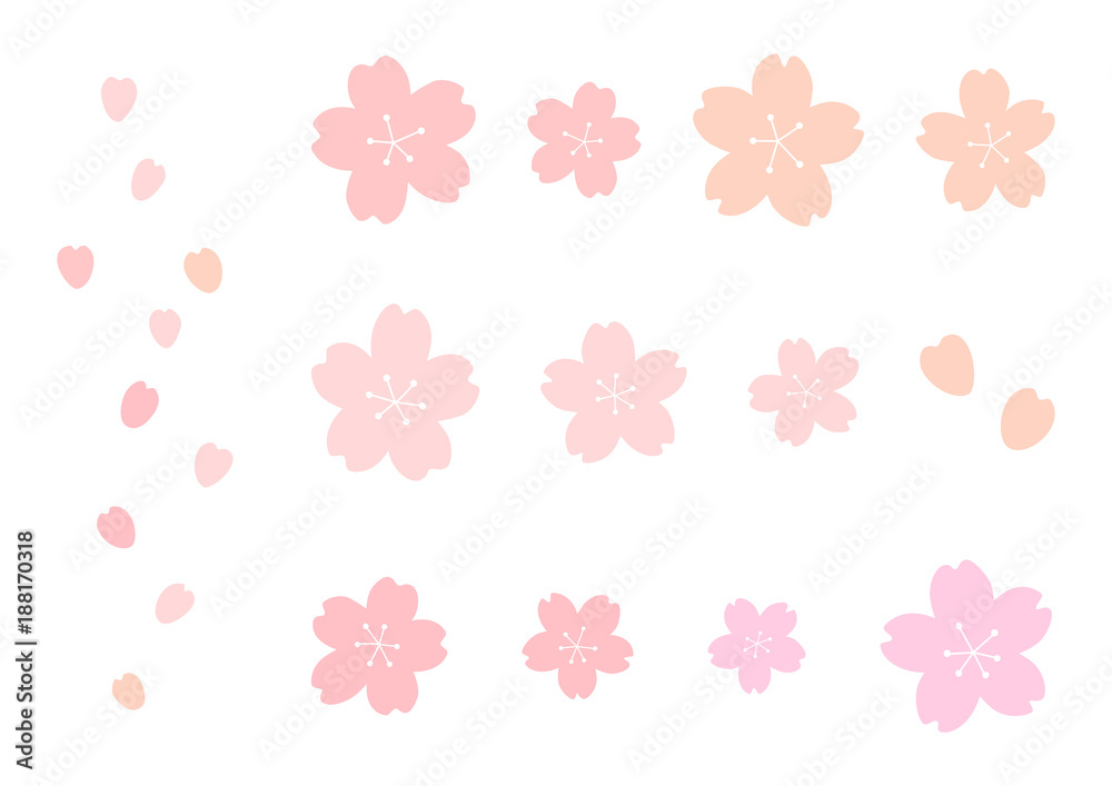 Fototapeta premium 桜 イラストセット