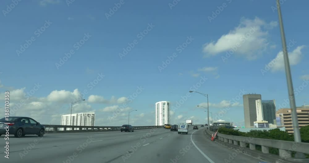 Miami,Florida,USA - November 2014: 4K video in downtown from a car Miami,Florida,USA - November 2014: 4K video in downtown from a car
