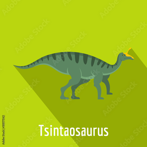 Tsintaosaurus icon. Flat illustration of tsintaosaurus vector icon for web.
