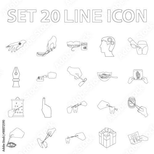 Manipulation by hands outline icons in set collection for design. Hand movement in medicine vector symbol stock web illustration.