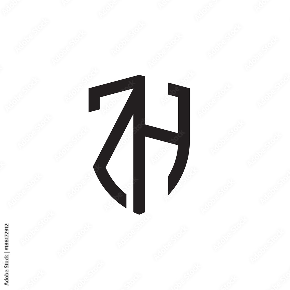 Initial letters line shield shape logo Initial letters line shield shape logo