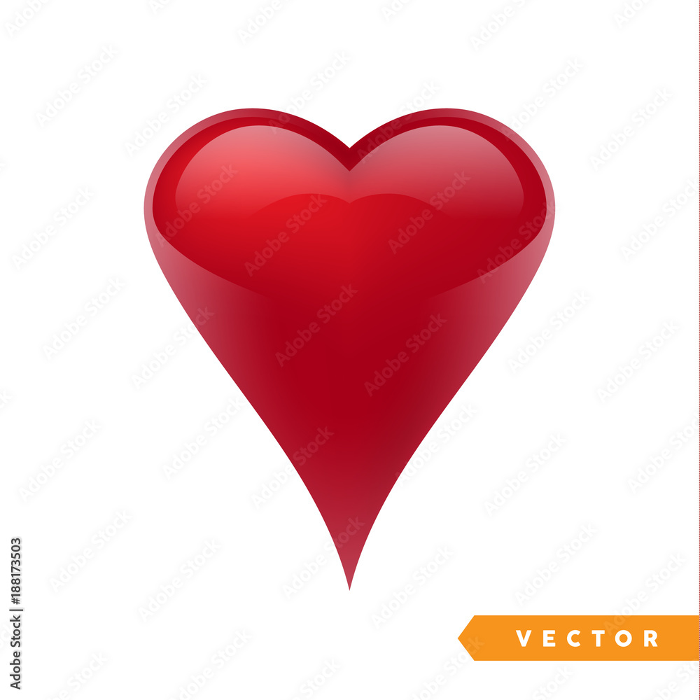 Realistic red valentine heart. Vector illustration