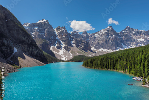 Moraine lake in Rocky Mountains, Banff National Park, Canada.