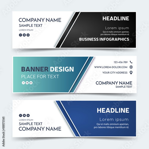 Business banner templates. Vector corporate identity design, technology background layout. Set of modern website headers