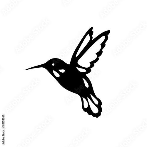 Bird of hummingbirds, outline, black shadow, laser cutting.