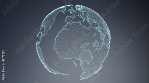 Connections system global world view 3D rendering