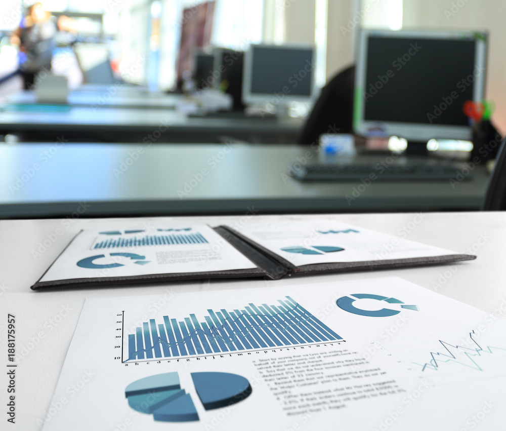 business report and documents statistics on the office workplace