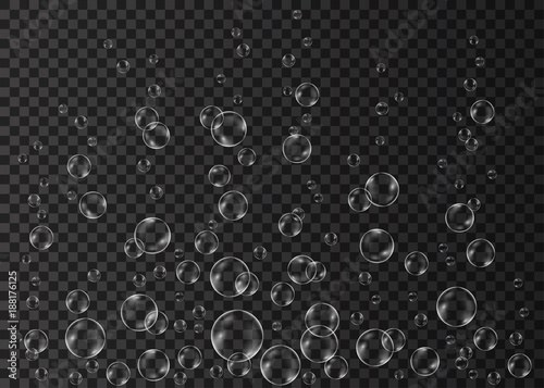 Fizzing white air bubbles on transparent background.