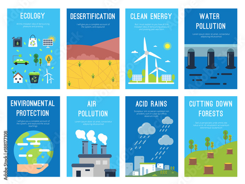 Concept infographic cards at ecology theme. Eco labels with place for your text