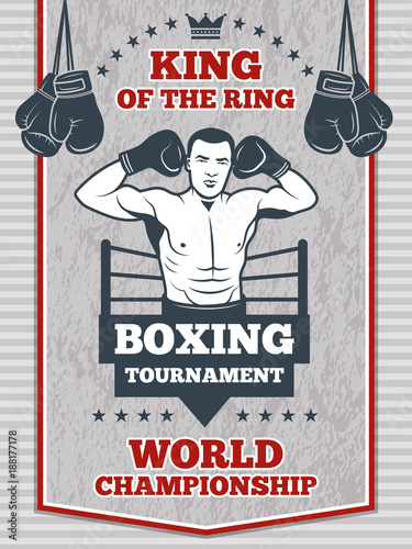 Vintage poster for boxing or sport club. Fitness center illustration