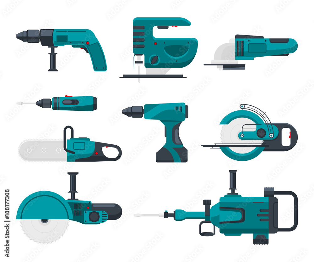 Vector illustrations of electrical construction tools