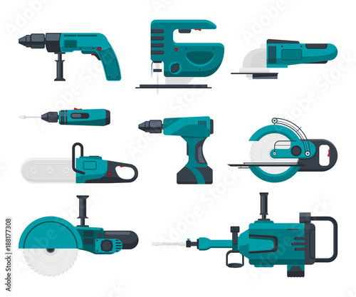 Vector illustrations of electrical construction tools