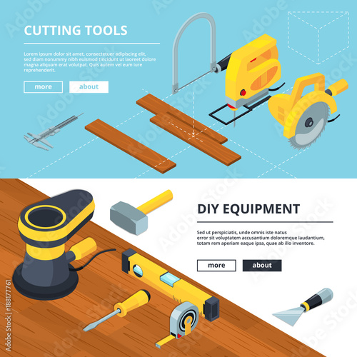 Horizontal banners with electrical tools for construction