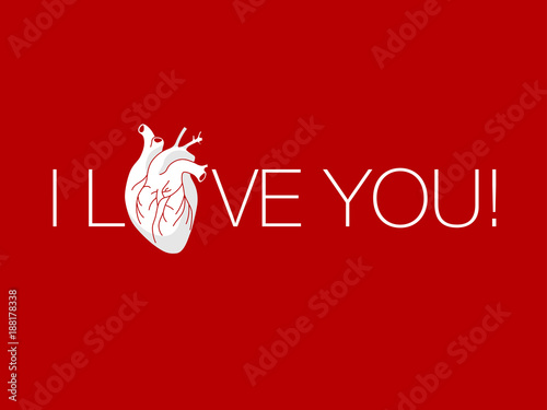 inscription I love you with heart