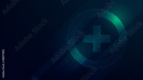 Hi-tech background with pharmacy icon, innovative technologies in medicine