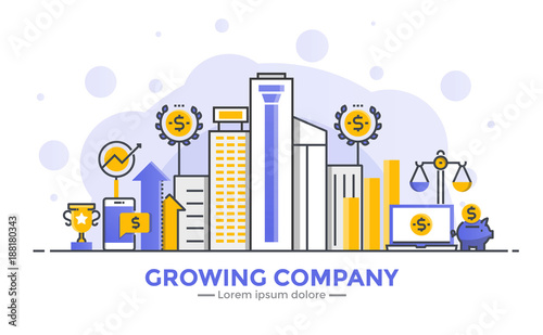 Flat Line Modern Concept Illustration - Growing Company