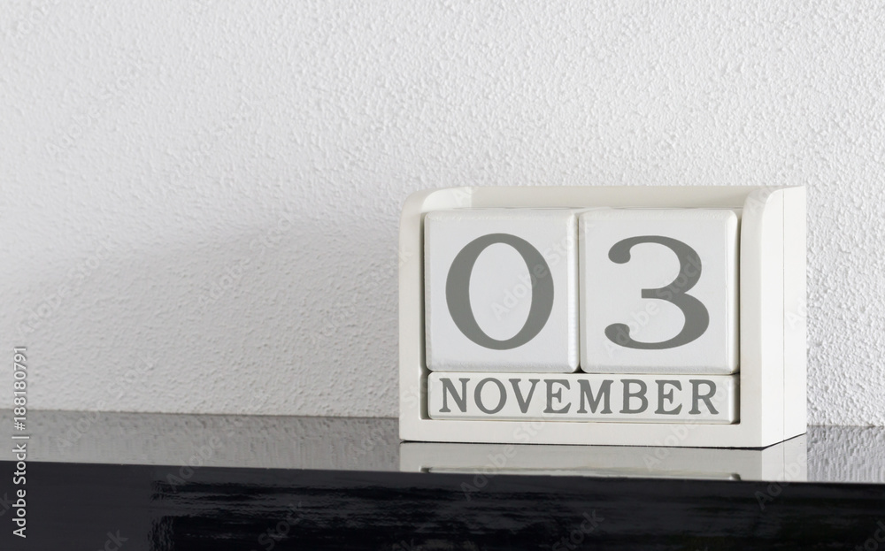 White block calendar present date 3 and month November White block calendar present date 3 and month November