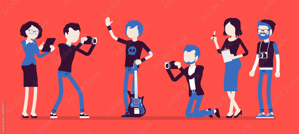 Fototapeta premium Famous rockstar and journalists