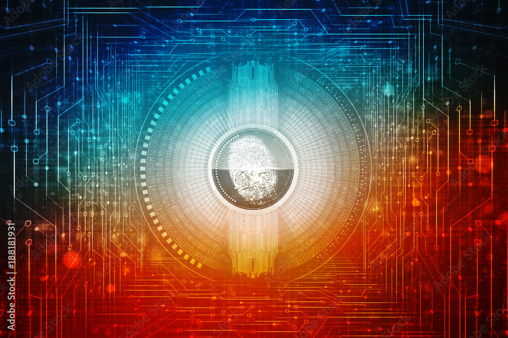 Obraz premium Fingerprint Scanning Technology Concept 2d Illustration