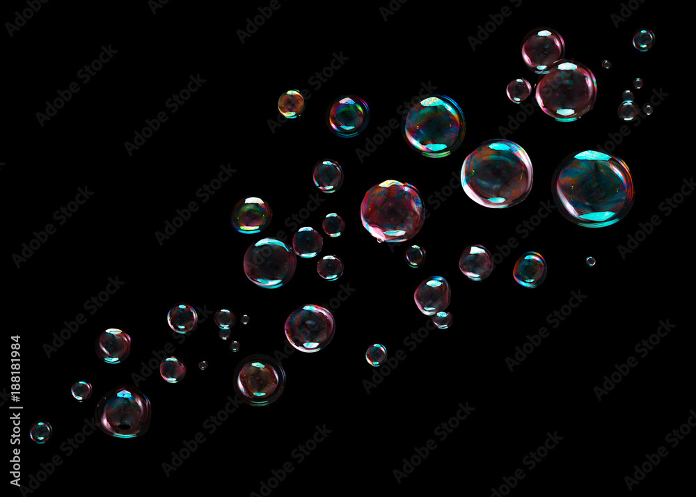 Bubbles on black background - obrazy, fototapety, plakaty 