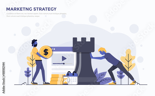 Flat Modern Concept Illustration - Marketing Strategy